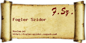 Fogler Szidor névjegykártya